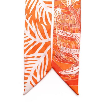 Hermes Silk La Danse Des Amazones Twilly Orange Corail White 2 of 4