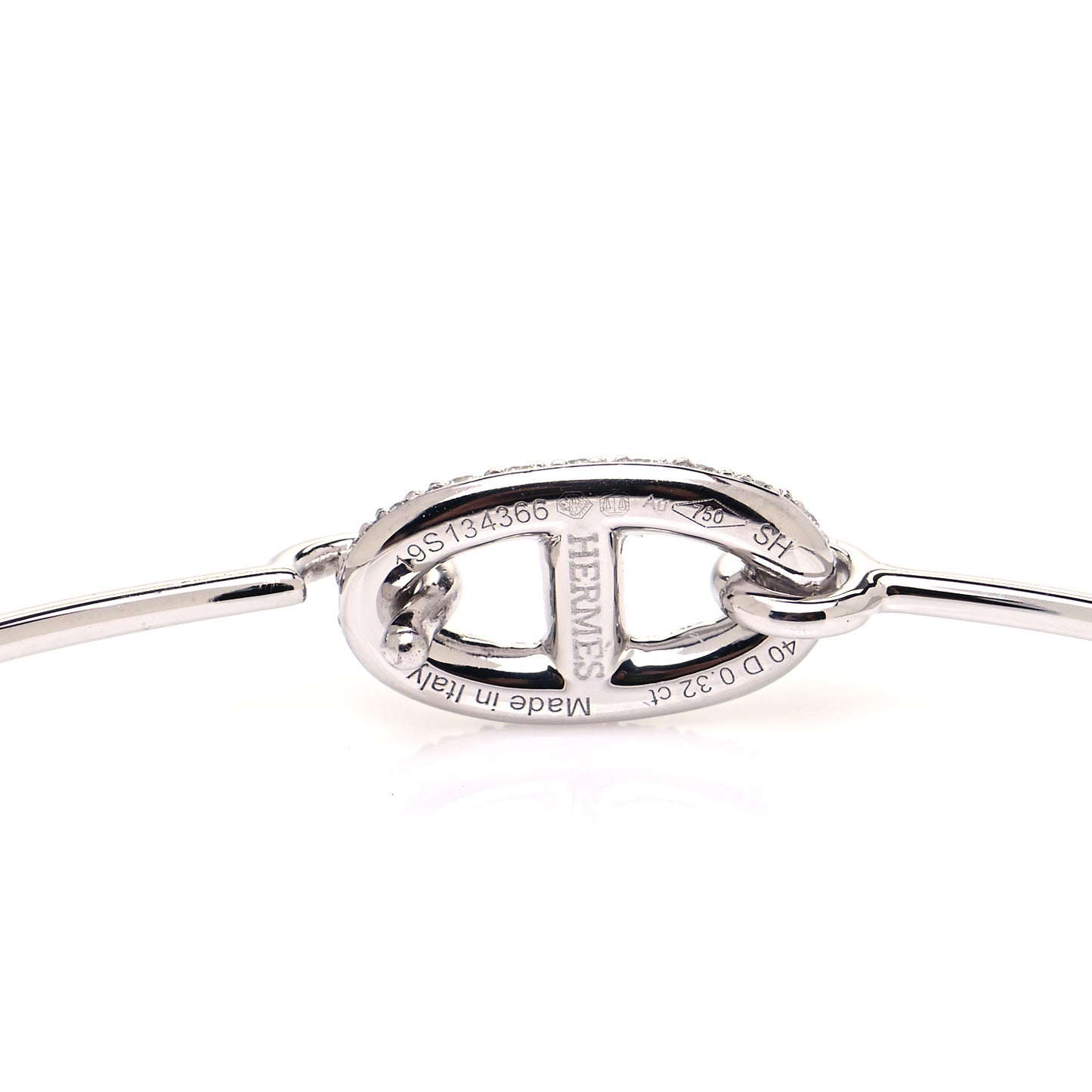 18K White Gold Diamond PM Ronde Chaine d'Ancre Bracelet SH