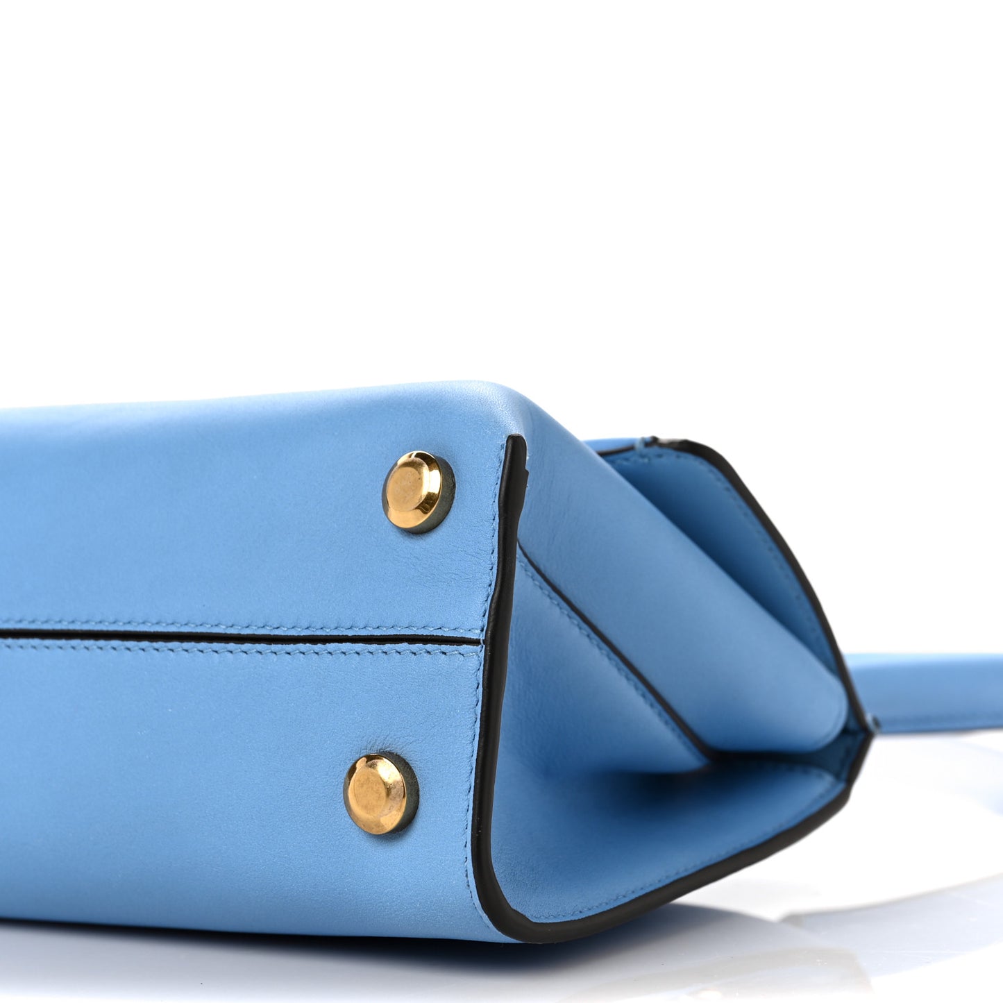 Calfskin Trifolio Swing Top Handle Bag Blue