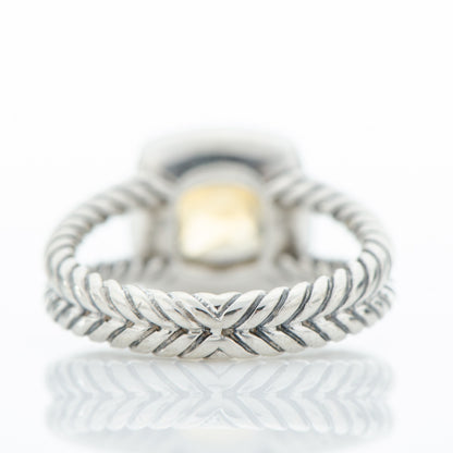 David Yurman Sterling Silver Diamond Citrine 7mm Petite Albion Ring 52 6 4 of 5