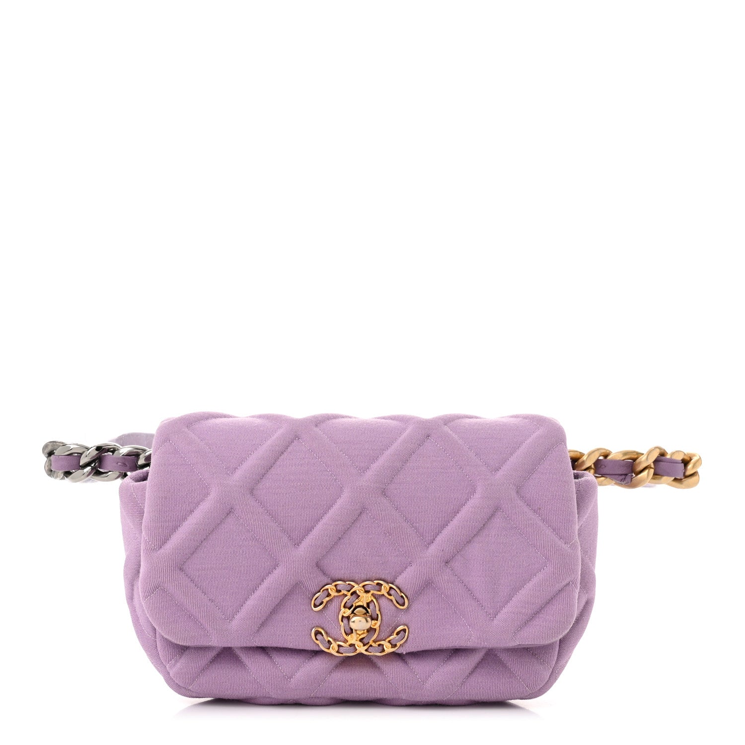 Chanel Jersey Quilted Chanel 19 Waist Bag Purple 1 of 13