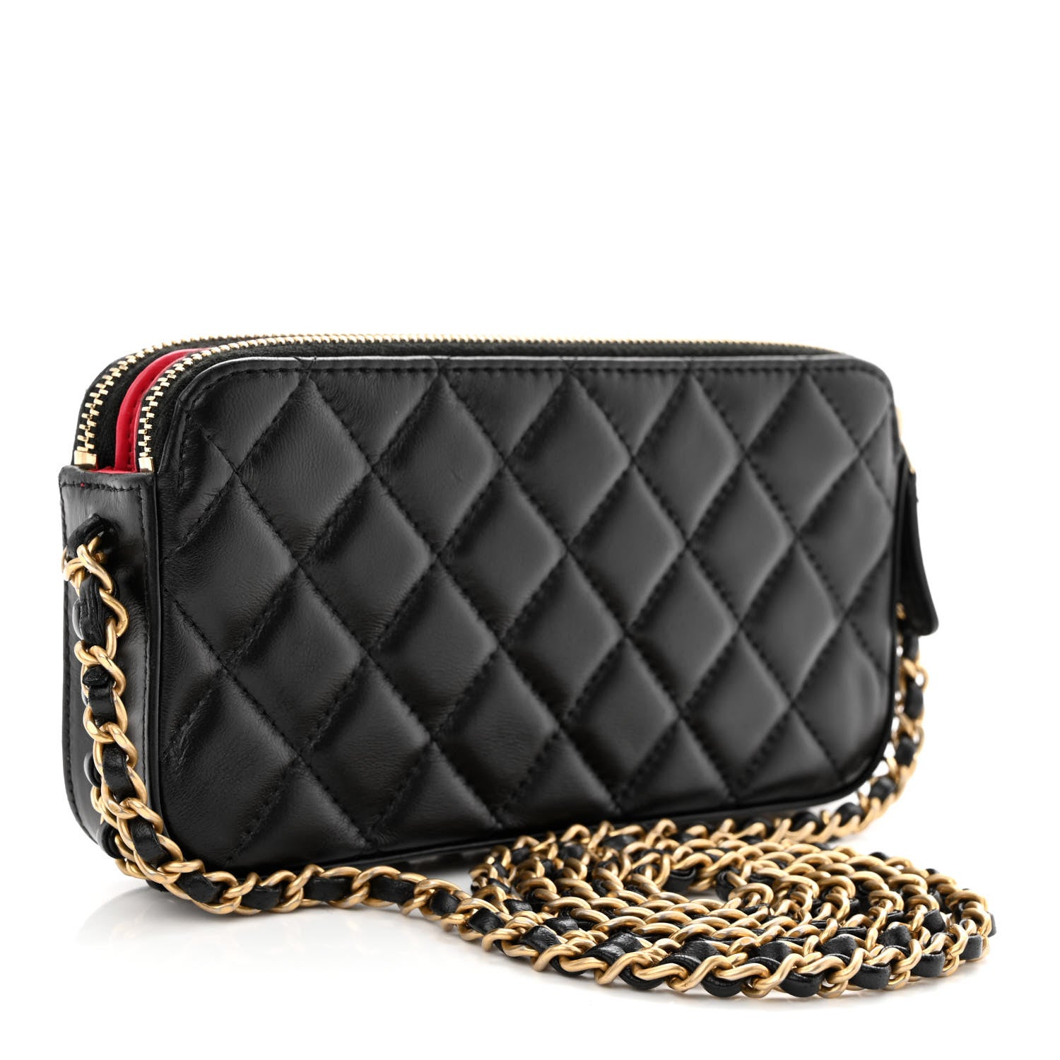 Chanel Lambskin Quilted Small Clutch With Chain Black 3 of 16