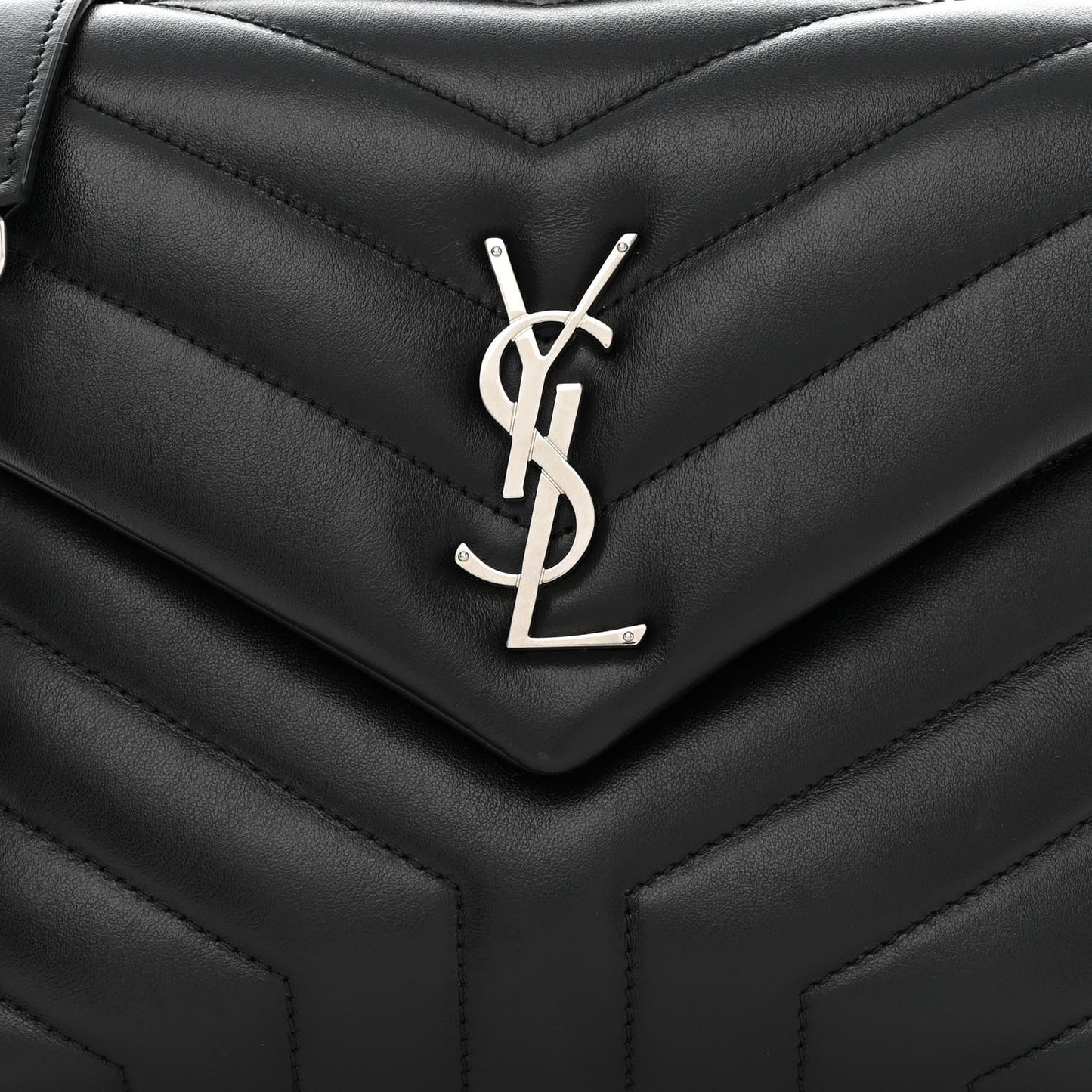 Calfskin Y Quilted Monogram Small Loulou Chain Satchel Black