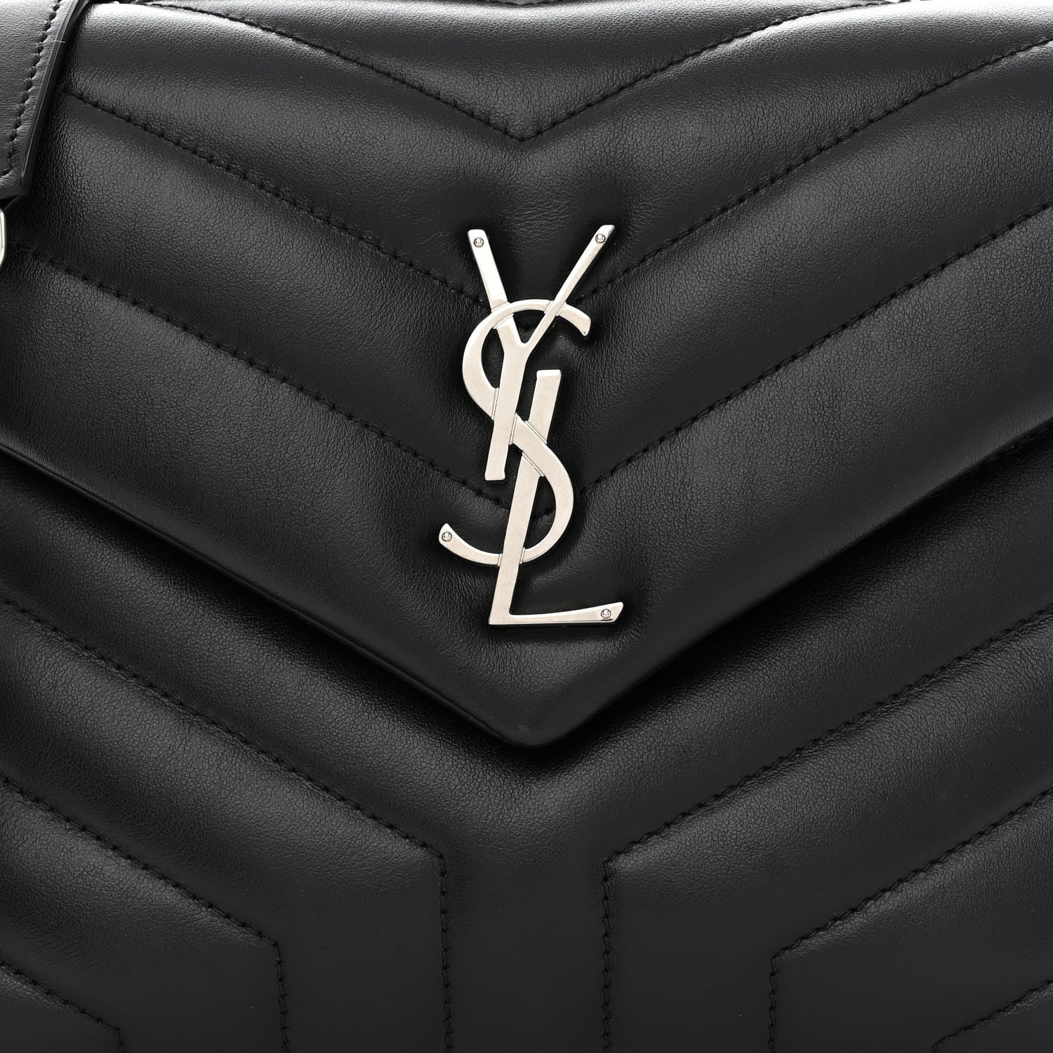 Saint Laurent Calfskin Y Quilted Monogram Small Loulou Chain Satchel Black 8 of 12