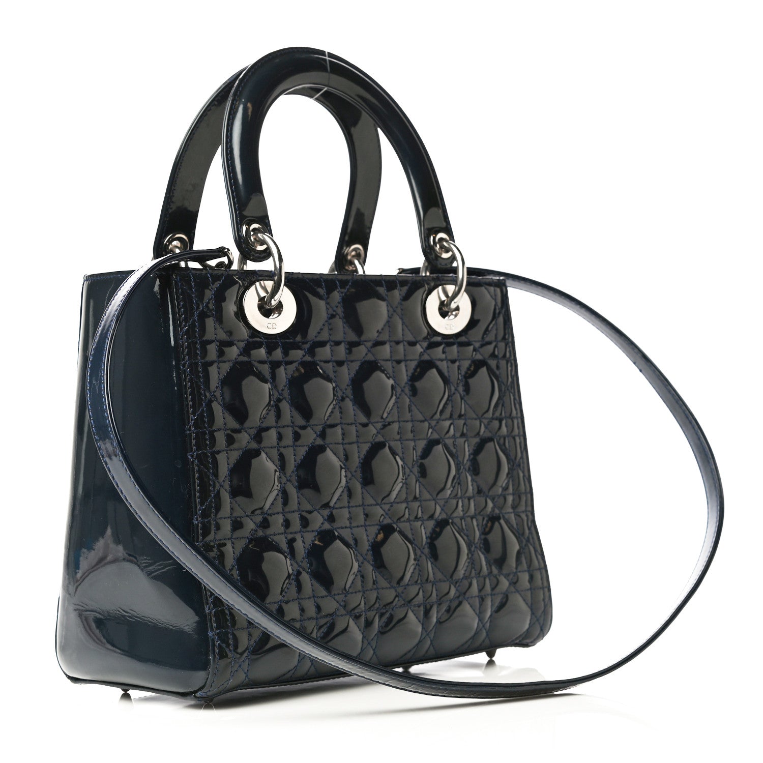Christian Dior Patent Cannage Medium Lady Dior Navy Blue 2 of 14