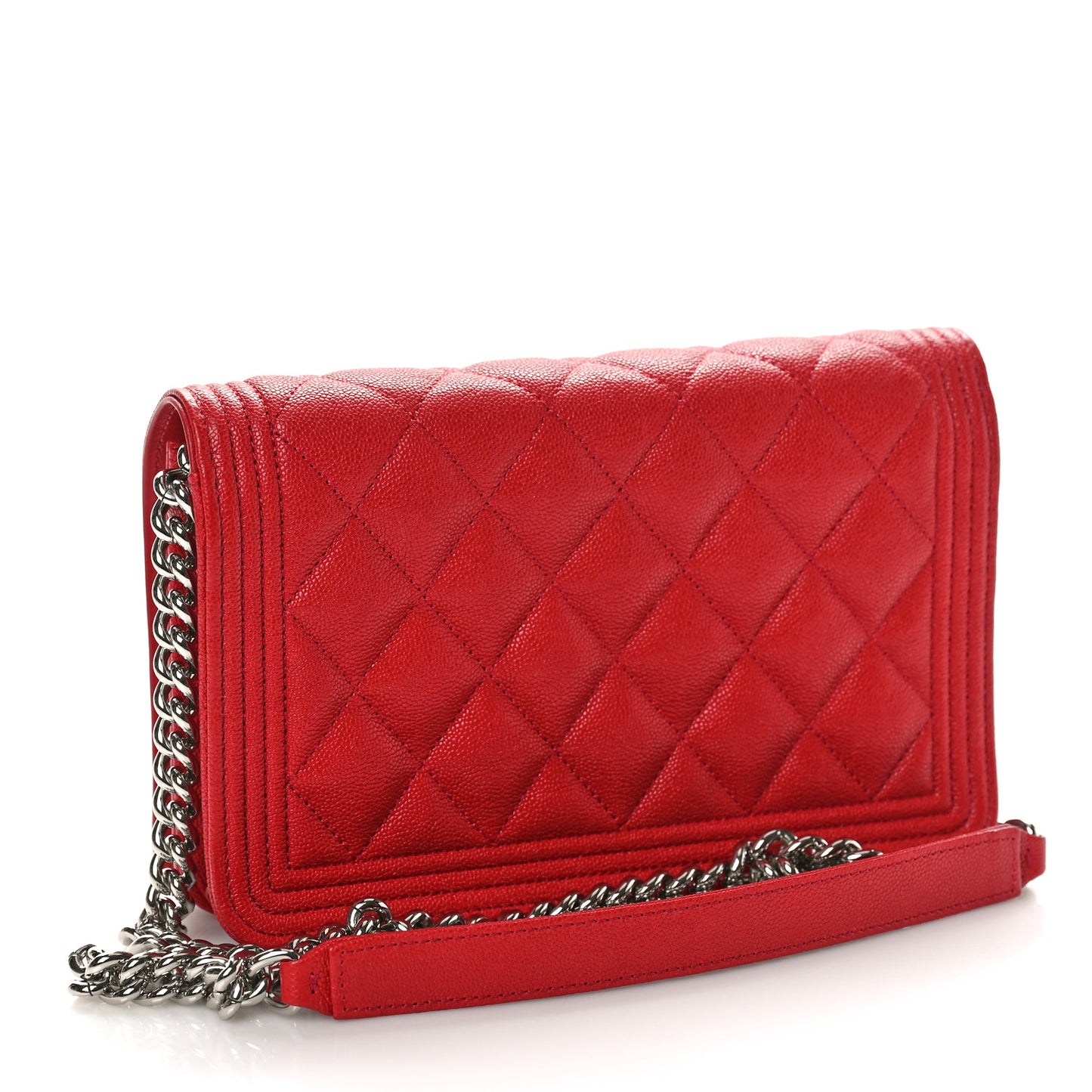 Caviar Quilted Boy Wallet On Chain WOC Red