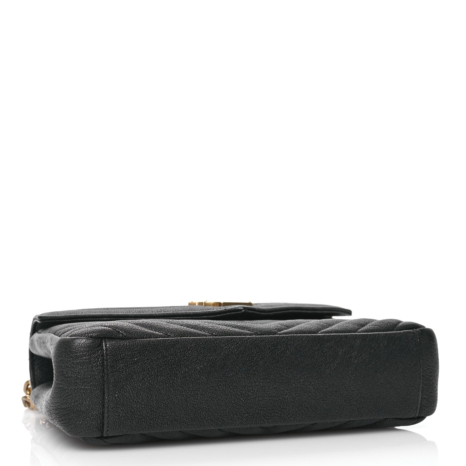Saint Laurent Sheepskin Matelasse Chevron Monogram Medium College Bag Black 4 of 11