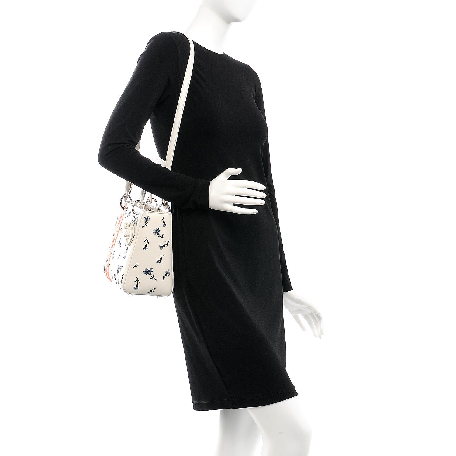 Christian Dior Lambskin Embroidered Sequin Medium Flower Lady Dior Off White 2 of 13