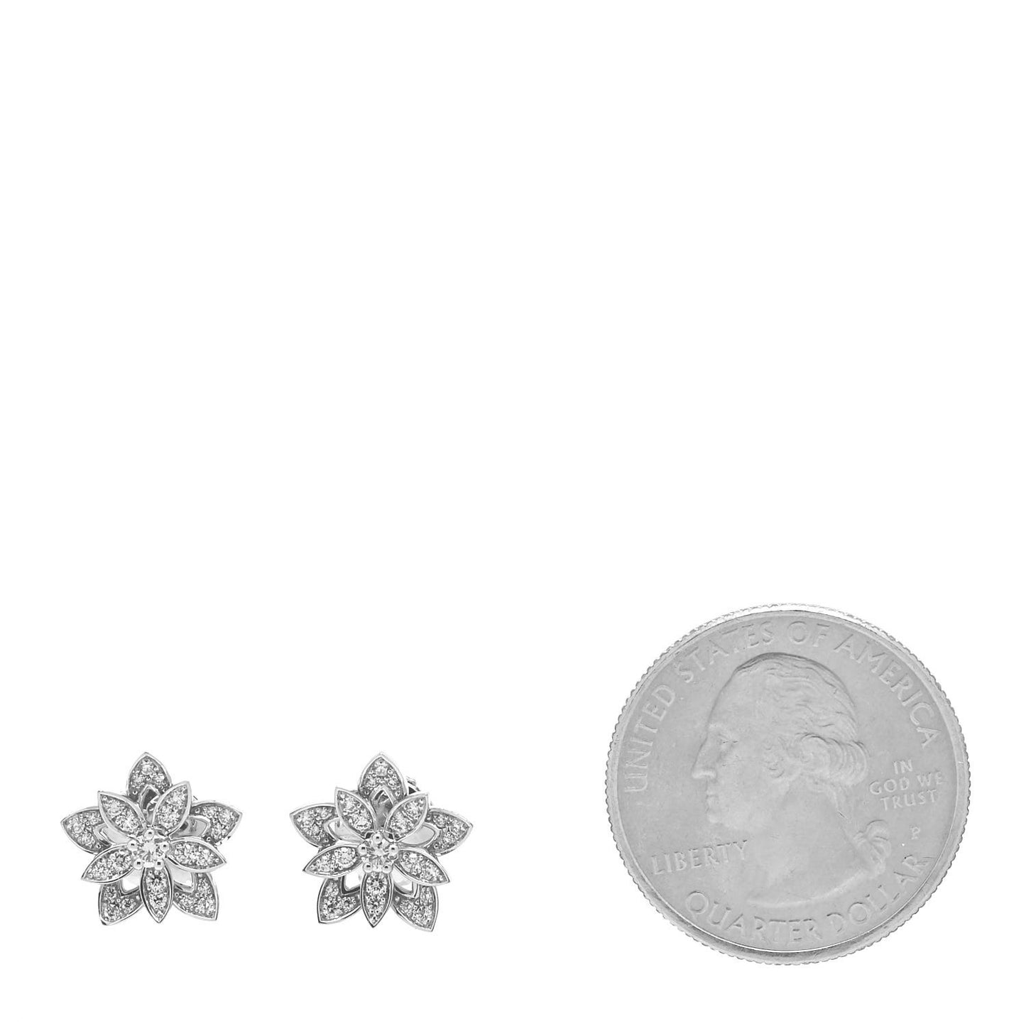 18K White Gold Diamond Mini Lotus Openwork Earrings