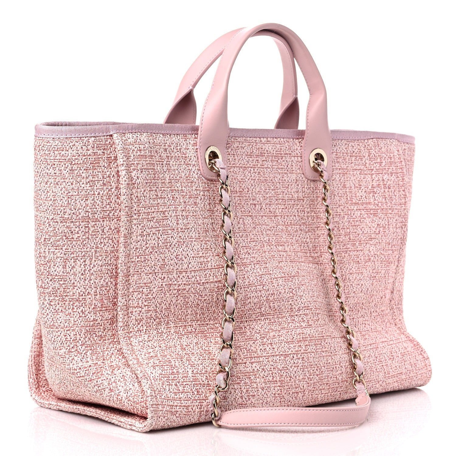 Chanel Lurex Boucle Deauville Medium Tote Pink 3 of 11