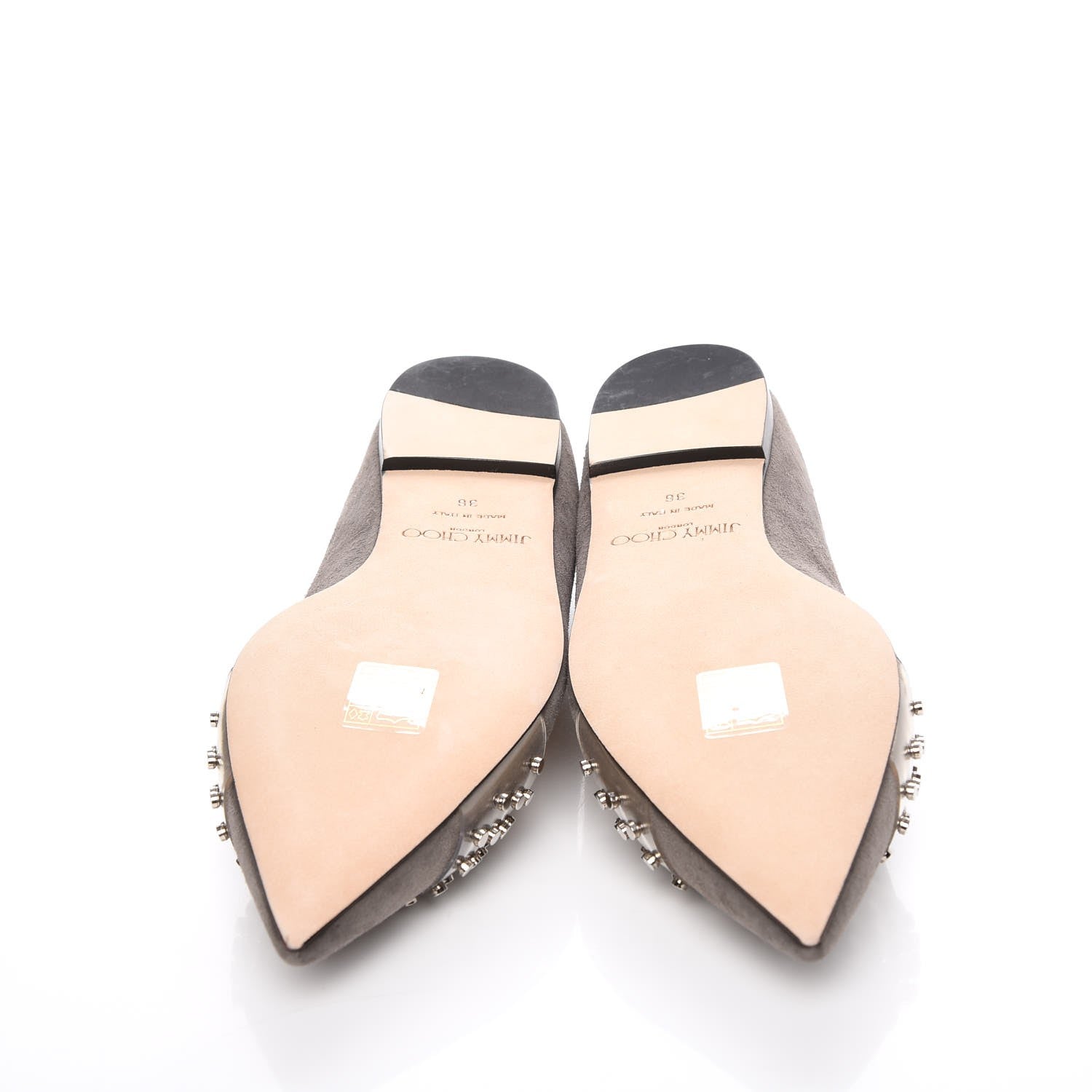 Jimmy Choo Suede Studded Hazel Pointy Toe Flats 36 Grey 7 of 12