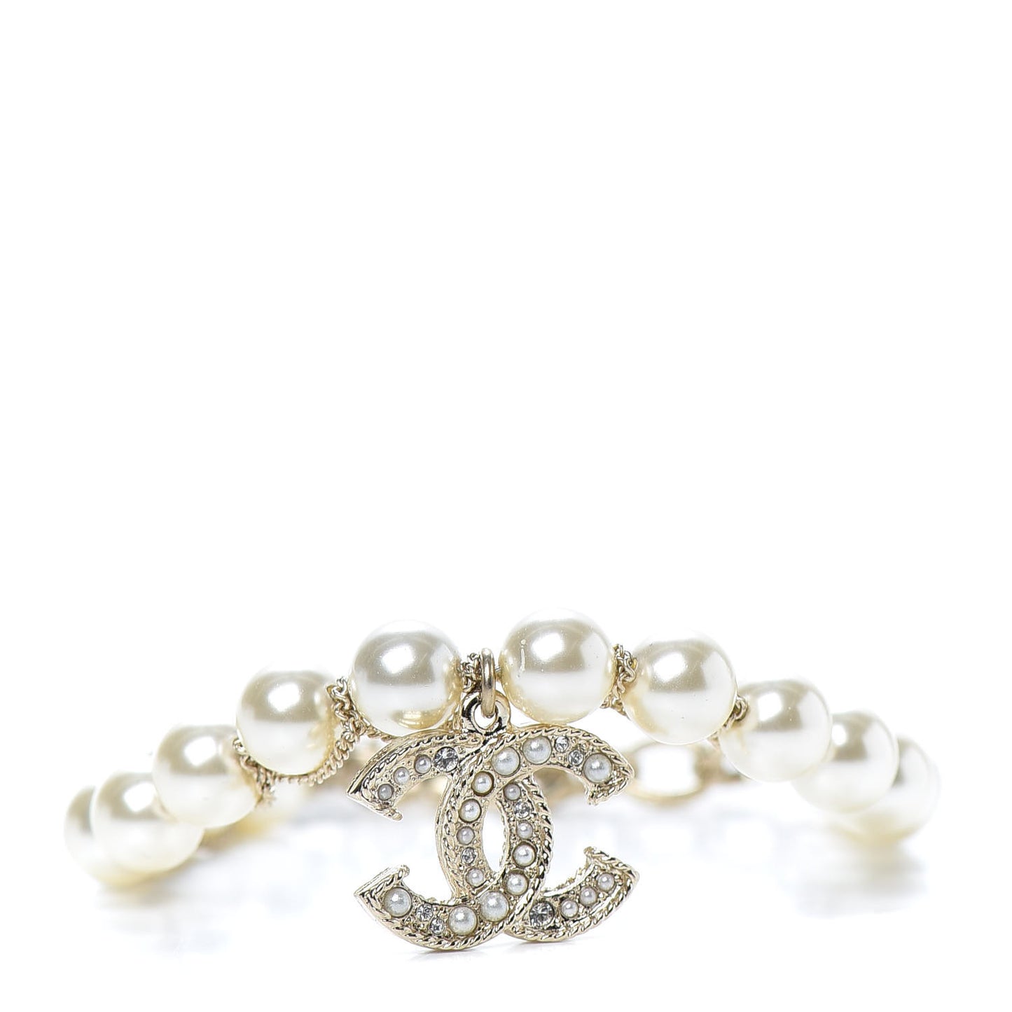 Pearl Crystal CC Bracelet Gold