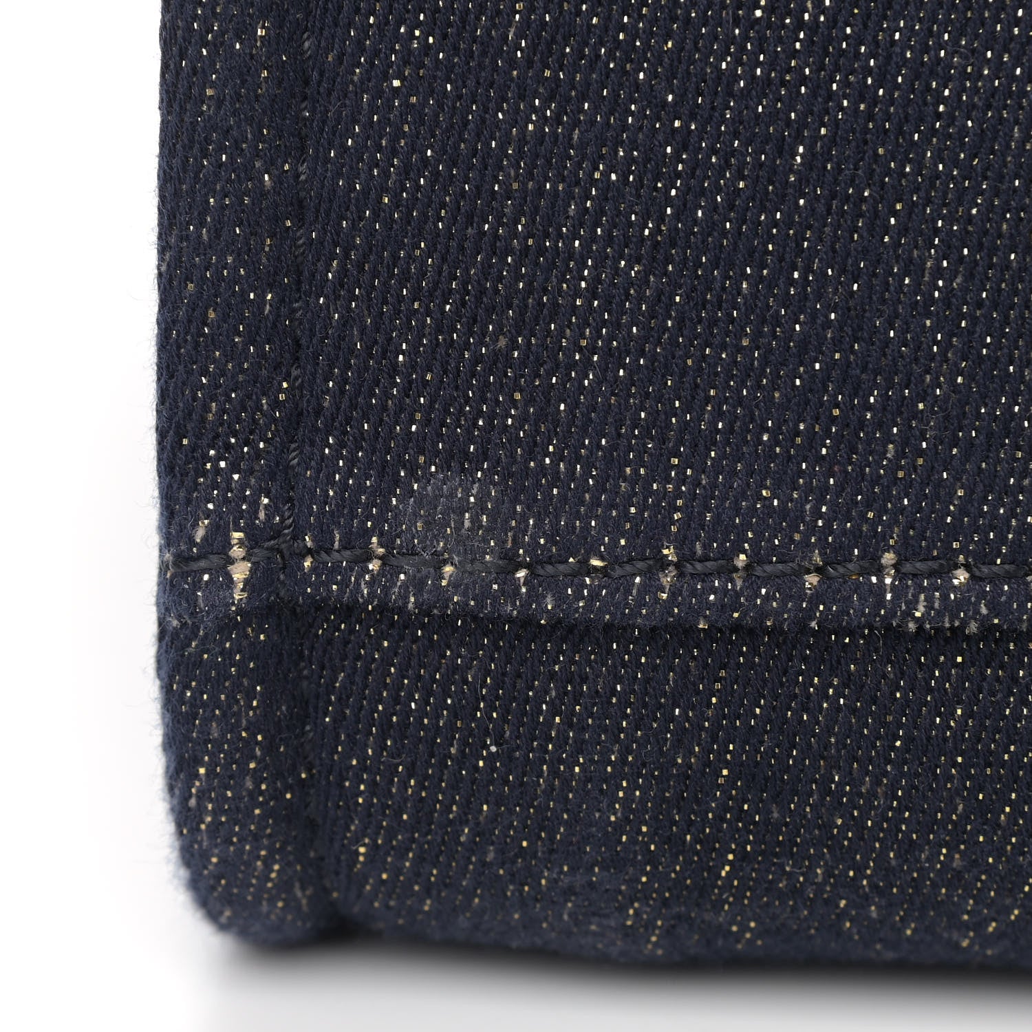 Chanel Lurex Canvas Small Deauville Tote Navy Blue Gold 11 of 12