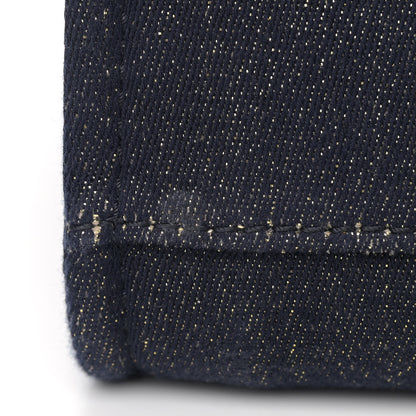Chanel Lurex Canvas Small Deauville Tote Navy Blue Gold 11 of 12