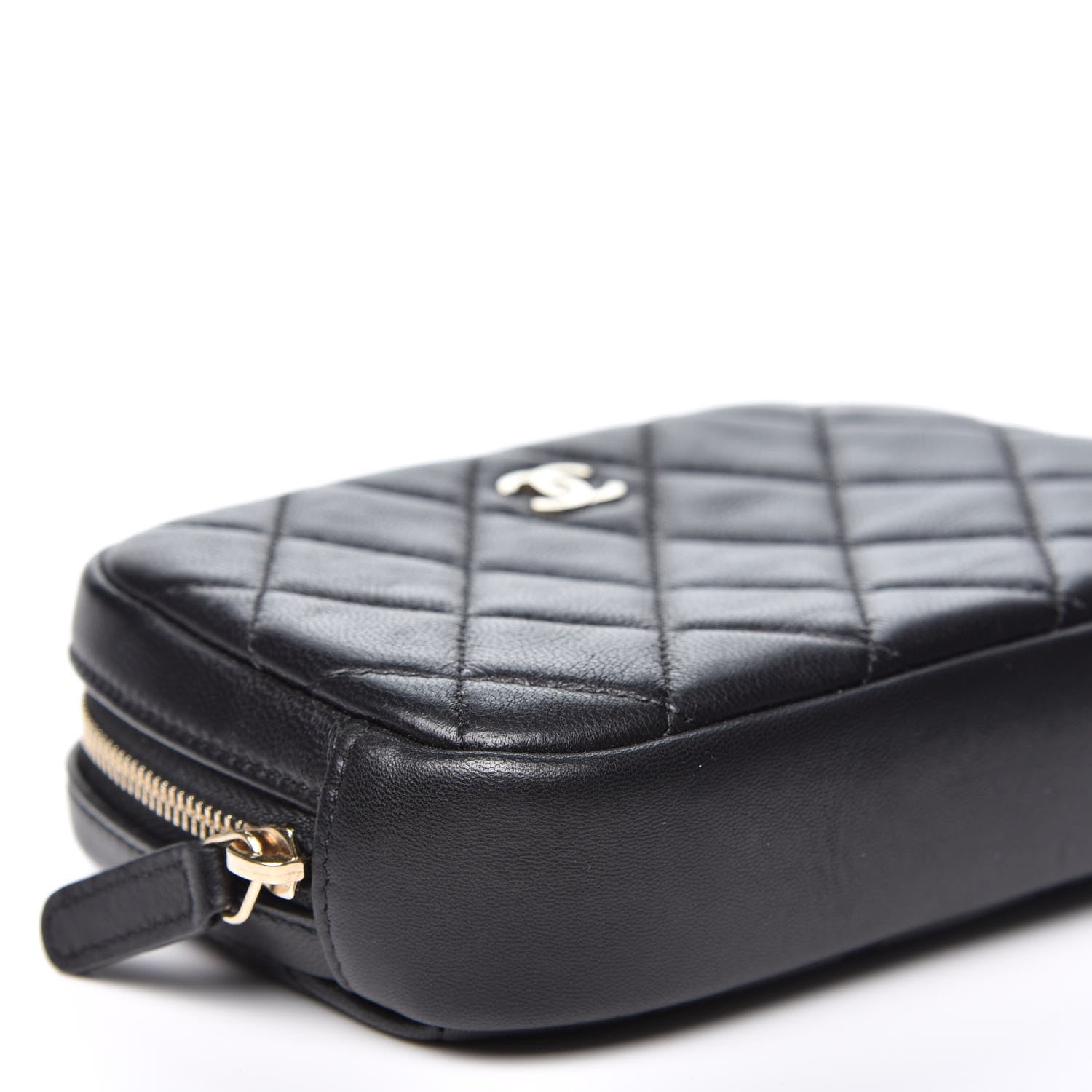 Chanel Lambskin Quilted Small Curvy Pouch Cosmetic Case Black 5 of 8