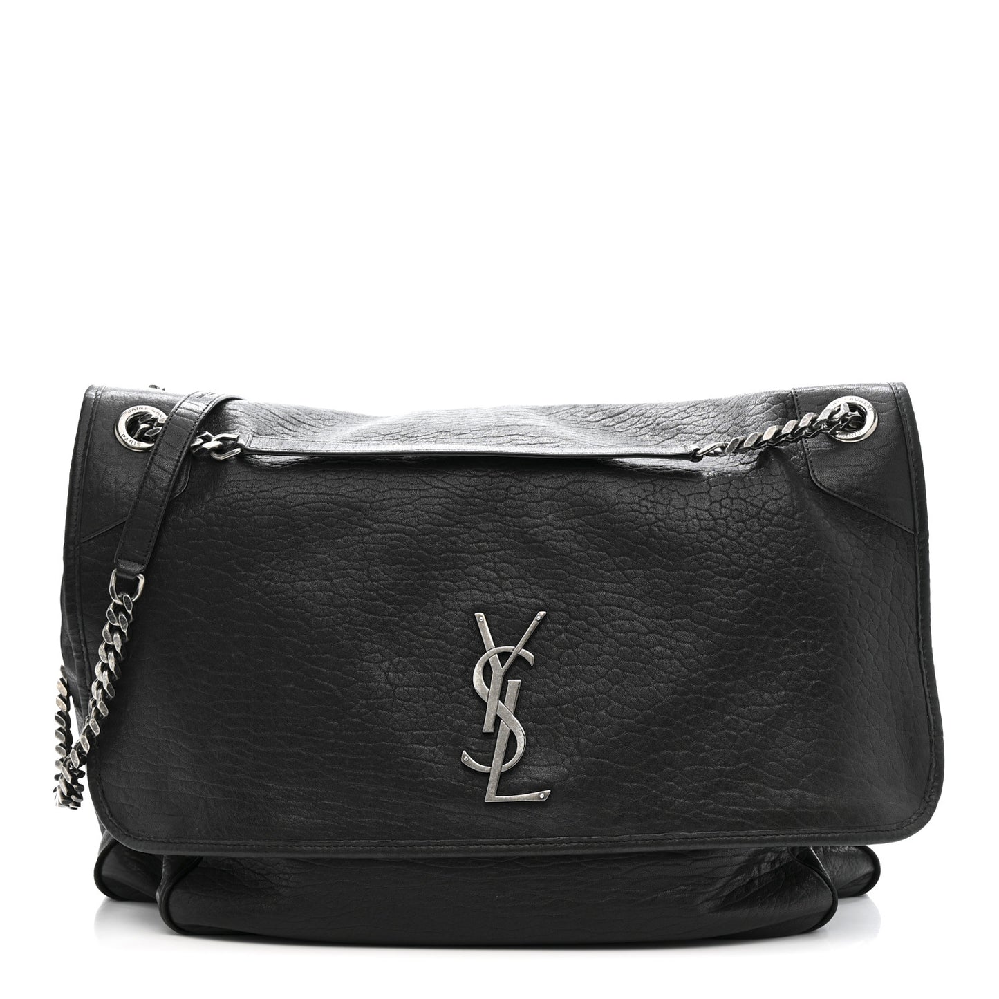 Grained Lambskin Monogram Oversized Niki Chain Satchel Black