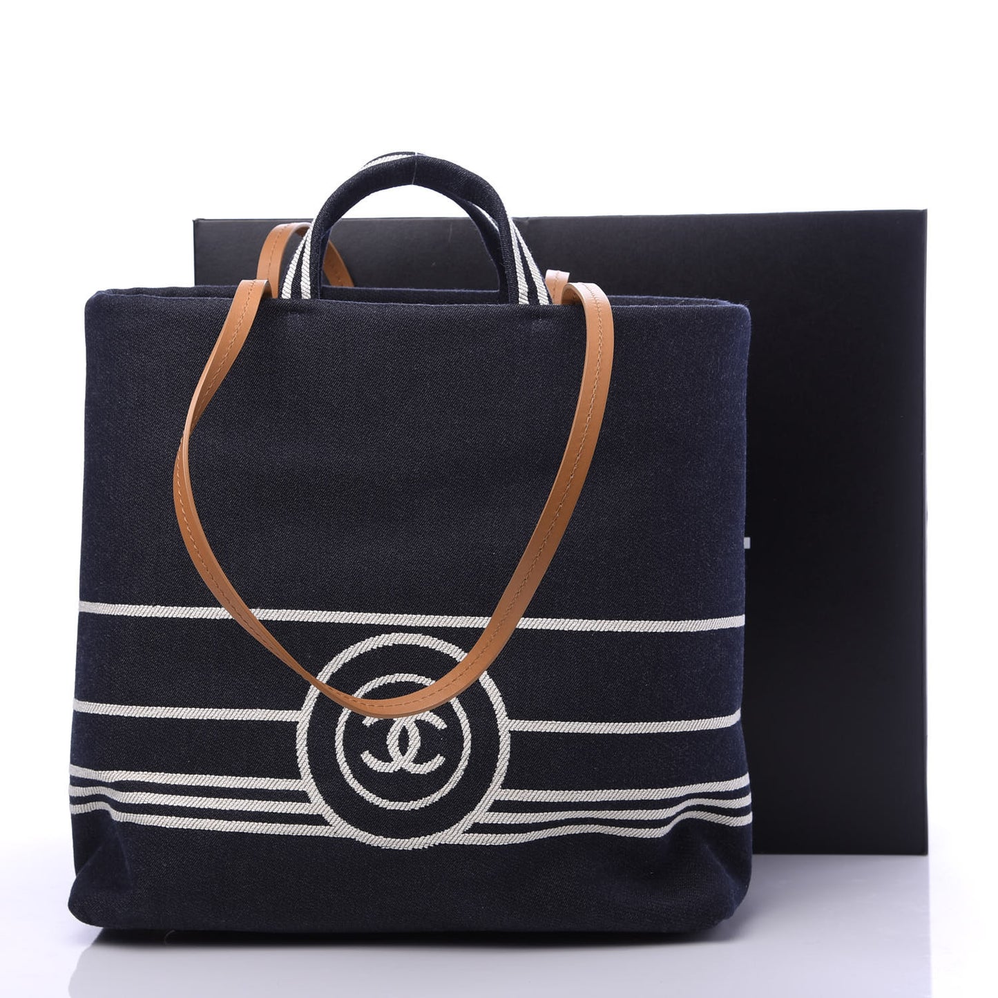 Denim Tall Shopping Tote Blue
