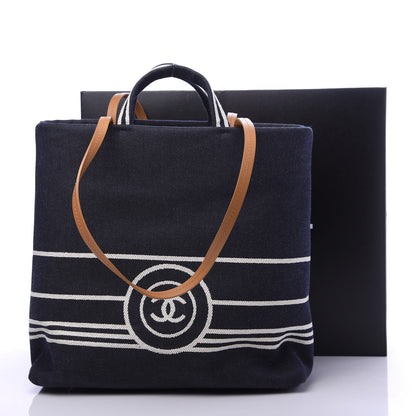Chanel Denim Tall Shopping Tote Blue 12 of 12