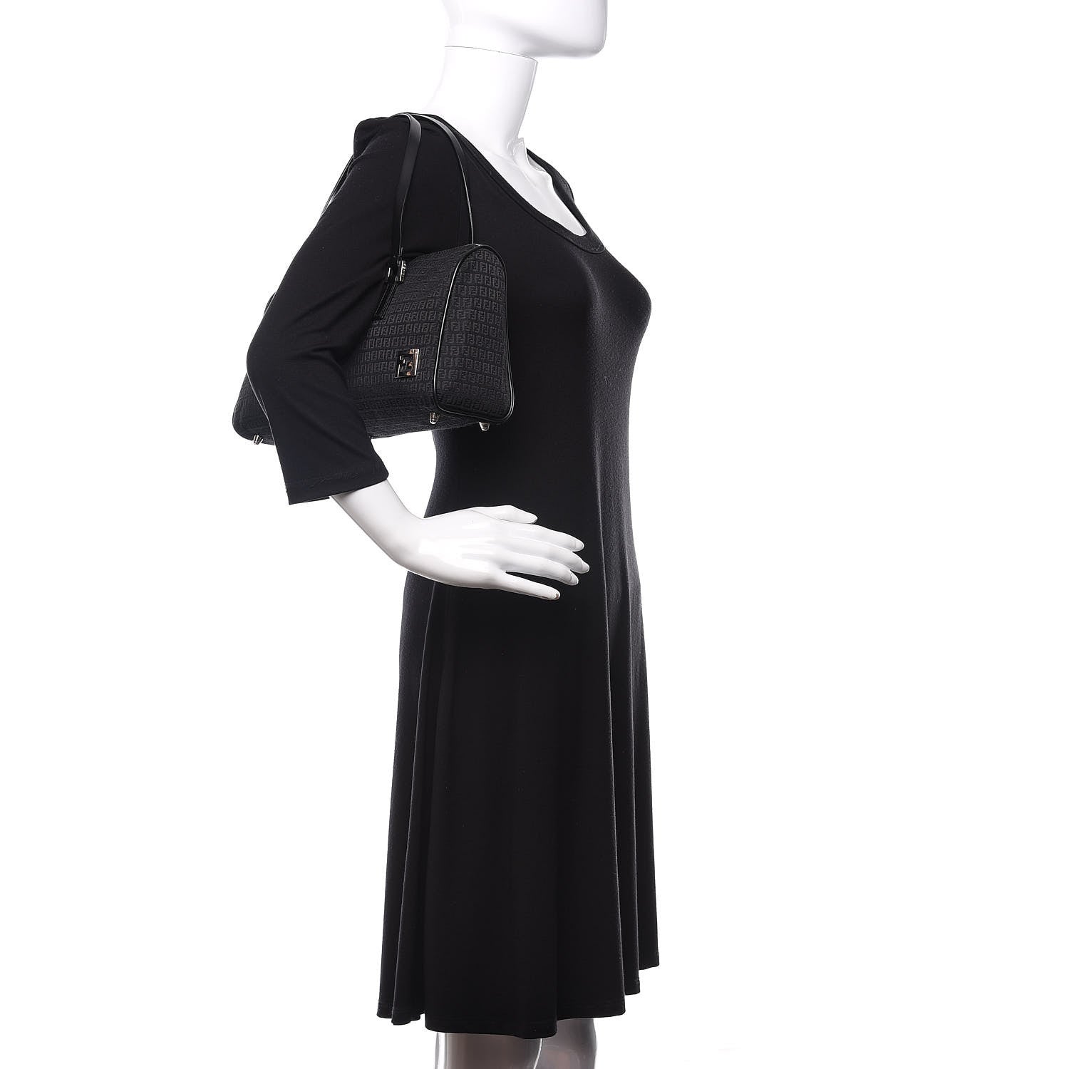Fendi Zucchino Shoulder Bag Black 2 of 9