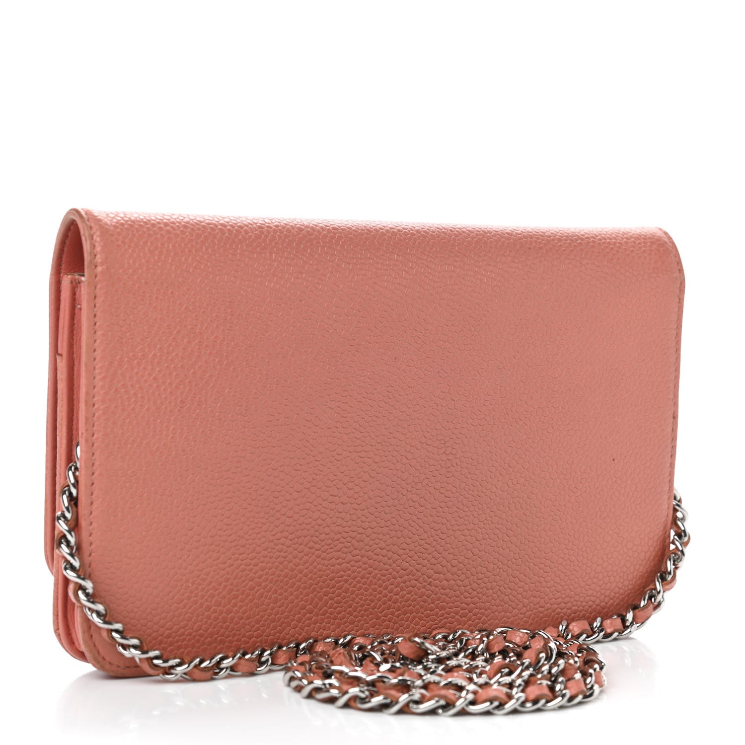 Chanel Caviar Timeless CC Wallet On Chain WOC Coral 2 of 7