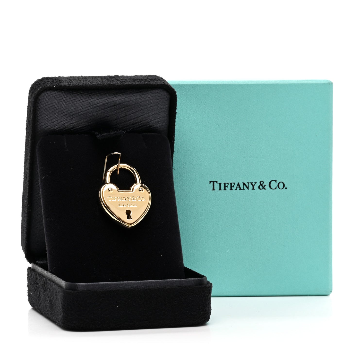18K Yellow Gold Lock Heart Charm Pendant