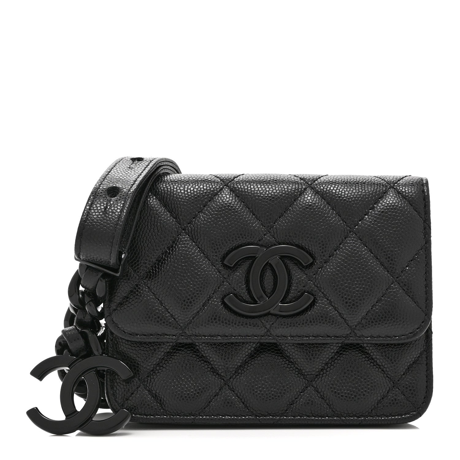 Chanel Caviar Quilted My Everything Belt Flap Card Holder Black 1 of 12