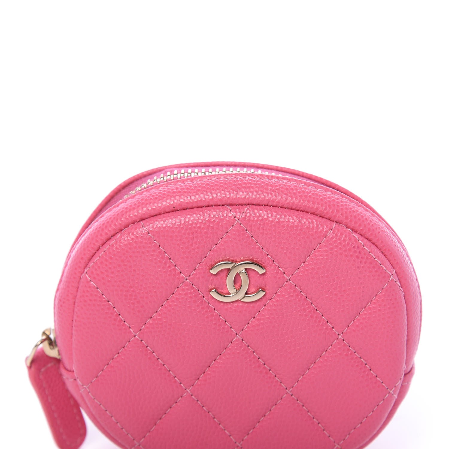Chanel Shiny Caviar Quilted Zip Around Classic Coin Purse Pink 10 of 10
