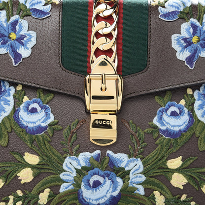 Gucci Calfskin Embroidered Medium Sylvie Top Handle Bag New Acero Multicolor 8 of 11