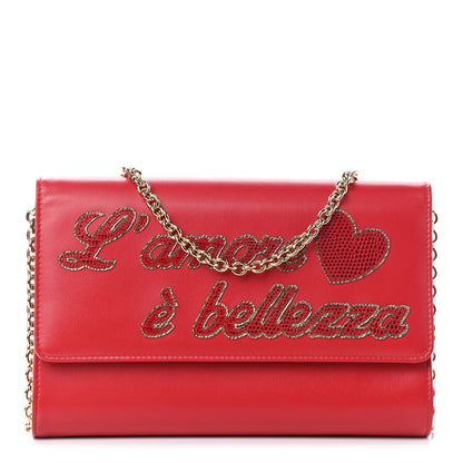 Dolce & Gabbana Vitello Embellished L'amore Wallet On Chain Rosso 1 of 4