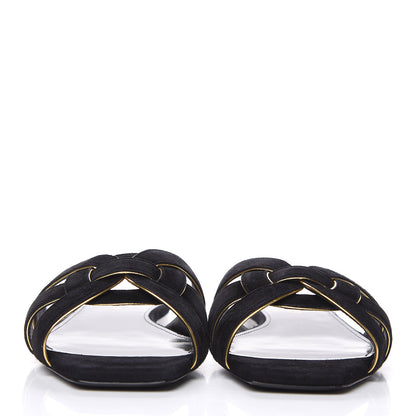 Saint Laurent Suede Tribute 05 Slide Sandals 37 Black 2 of 9