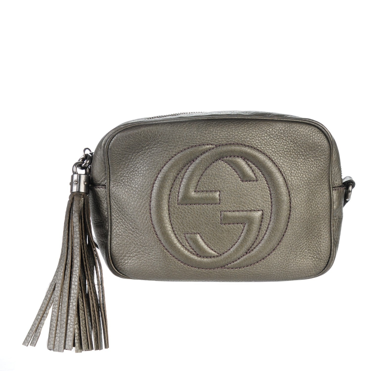 Gucci Metallic Pebbled Calfskin Small Soho Disco Bag Sasso 1 of 7