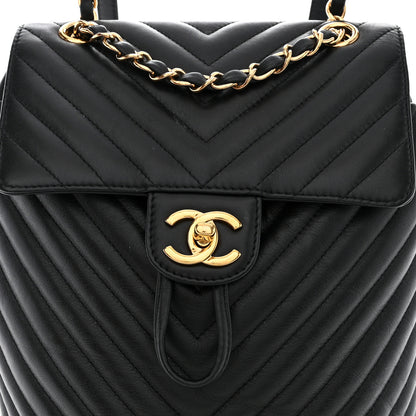 Chanel Calfskin Chevron Quilted Small Urban Spirit Backpack Black 8 of 10