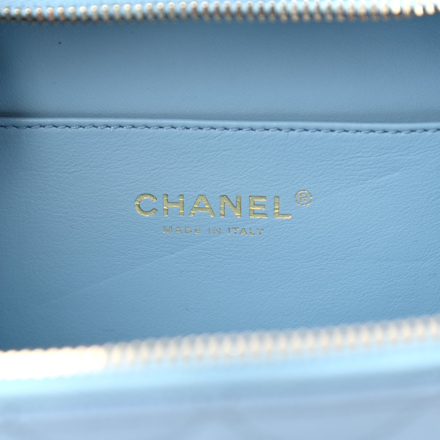 Caviar Quilted Small Pick Me Up Vanity Case Light Blue