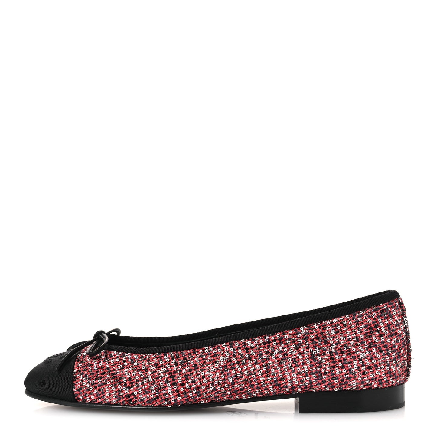 Glittered Tweed Sequin Grosgrain Cap Toe Ballet Flats 39 Pink White Silver Black