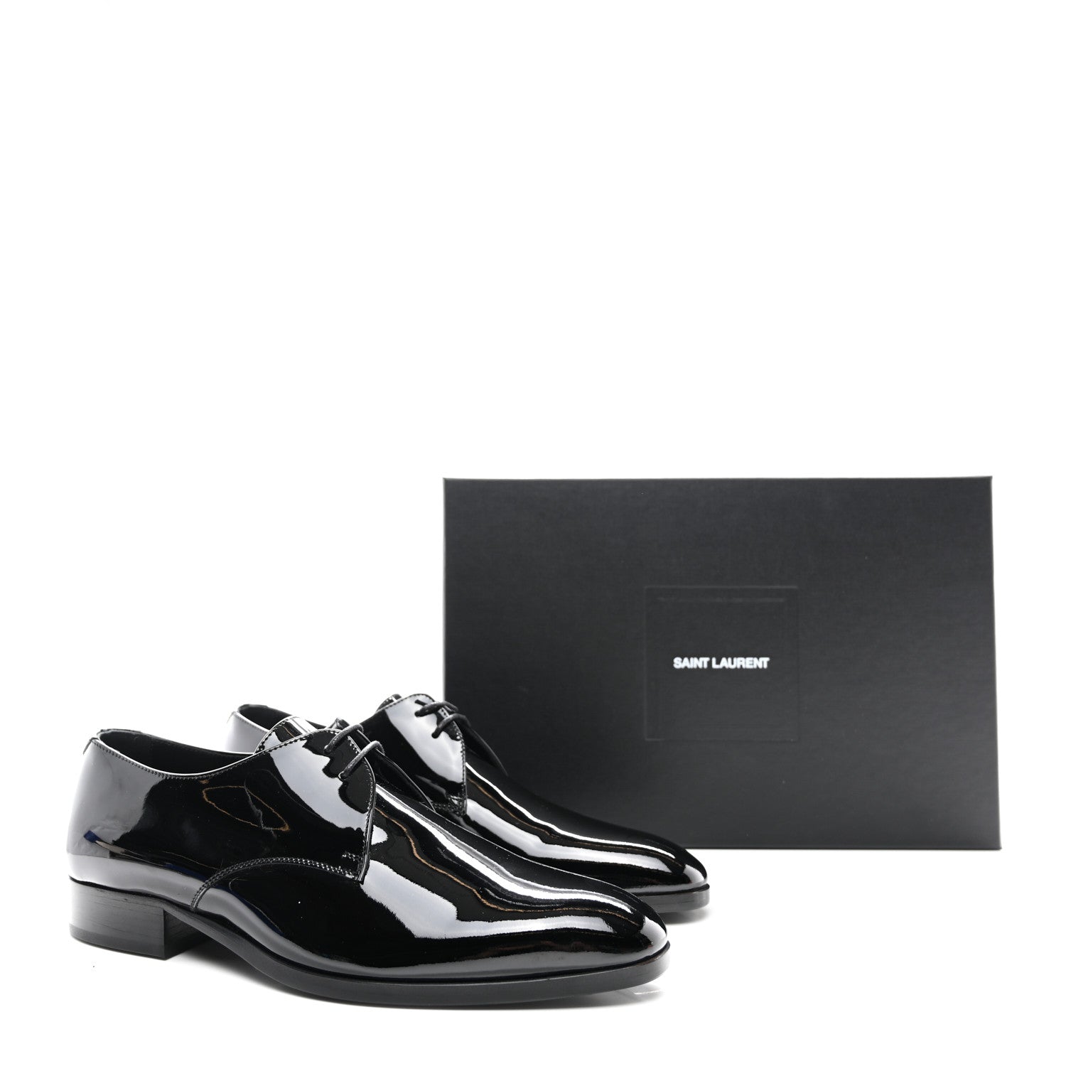 Saint Laurent Patent Lace Up Wyatt 25 Derby Shoes 40 Black 9 of 9