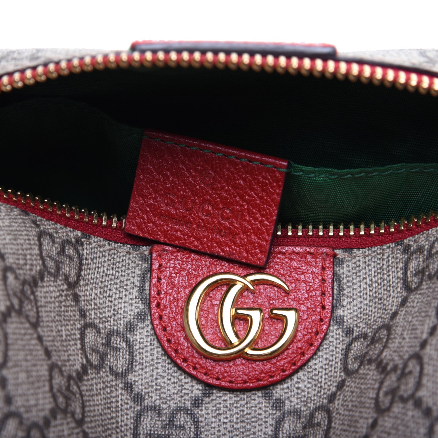 Gucci Soft GG Supreme Monogram Calfskin Medium Ophidia Cosmetic Case Beige Ebony Hibiscus Red 8 of 12