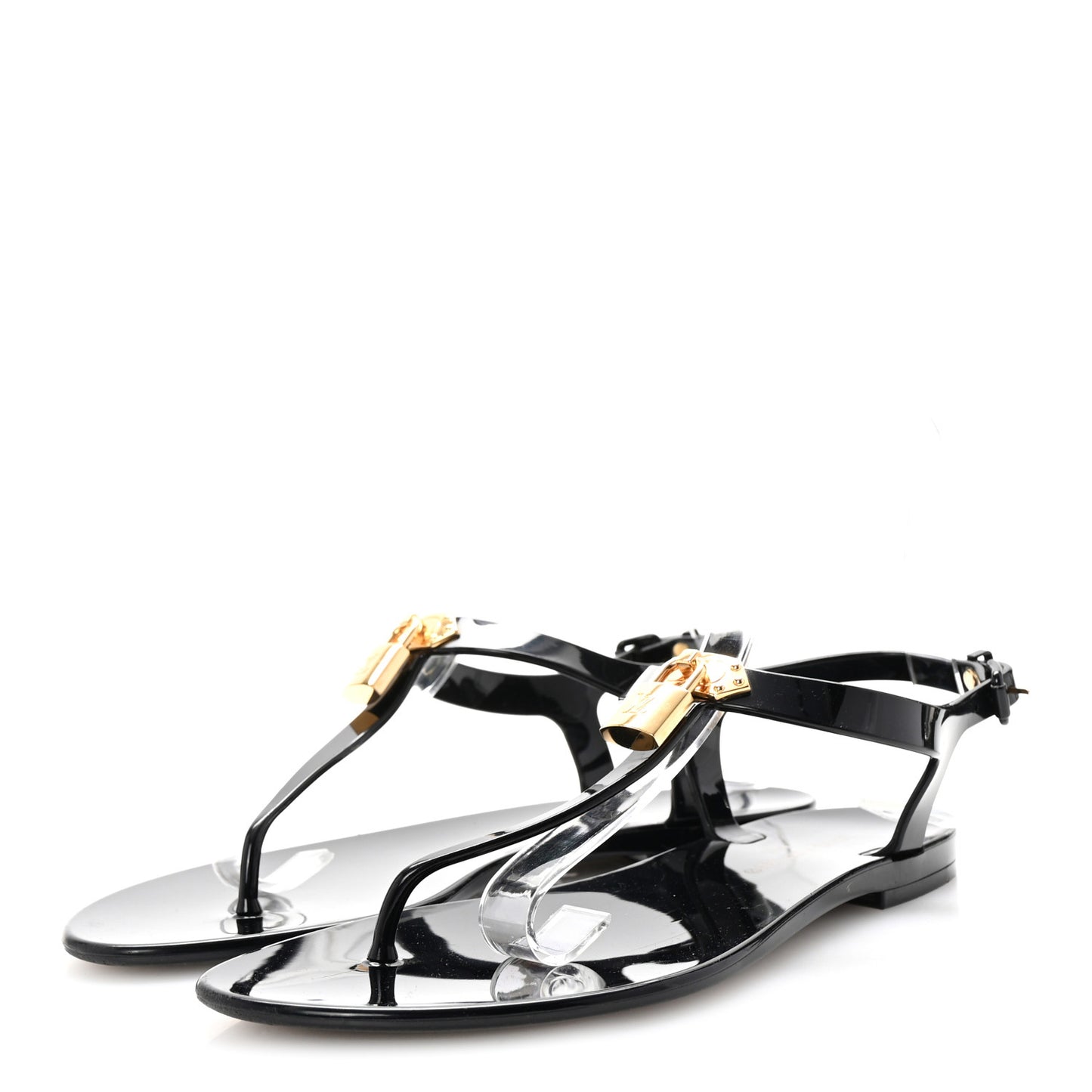 Rubber Bikini Thong Flat Sandals 38 Black