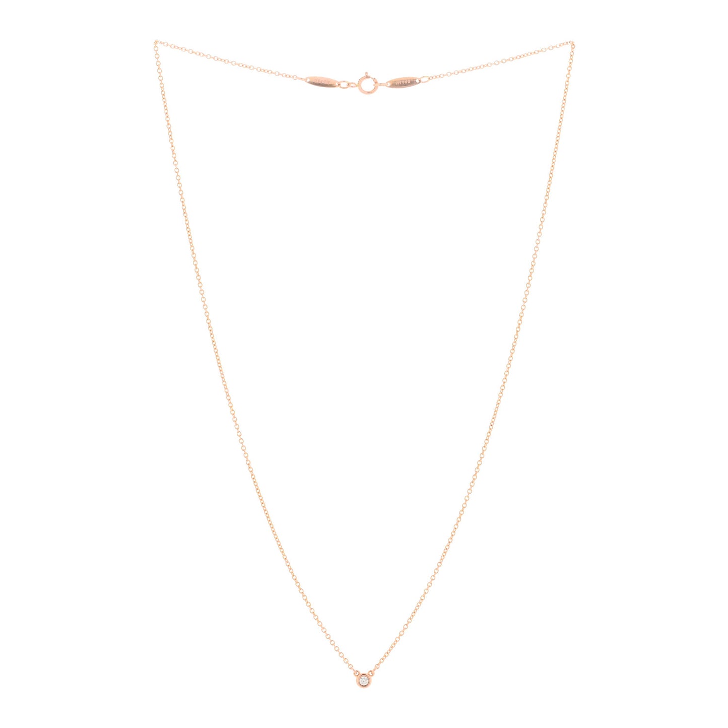 18K Rose Gold Diamond .03ct Elsa Peretti Diamonds by the Yard Pendant Necklace