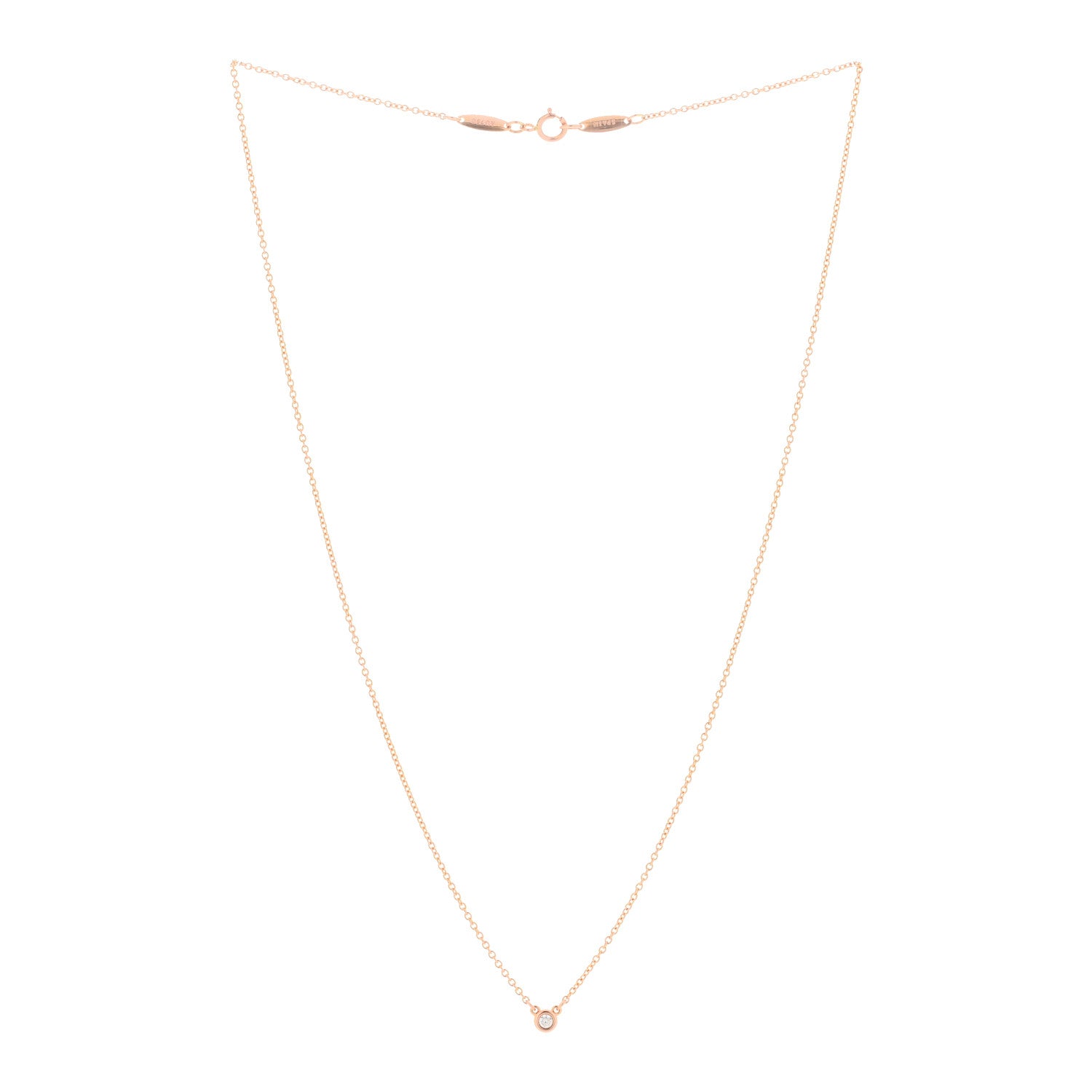 Tiffany 18K Rose Gold Diamond .03ct Elsa Peretti Diamonds by the Yard Pendant Necklace 2 of 3