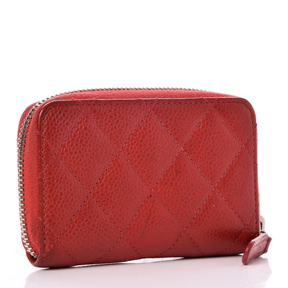 Chanel Caviar Quilted Zip Around Coin Purse Red 3 of 8