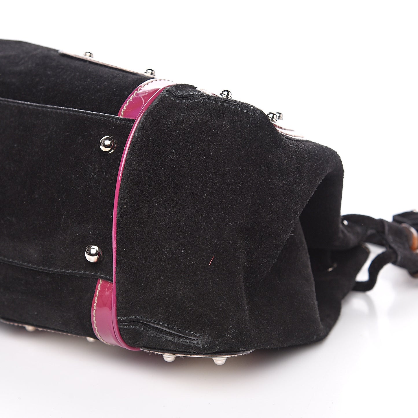 Suede Race Medium Top Handle Tote Black