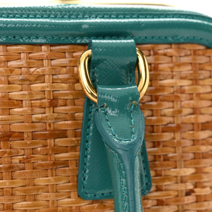 Prada Midollino Saffiano Pyramid Bag Naturale Turquoise 11 of 11