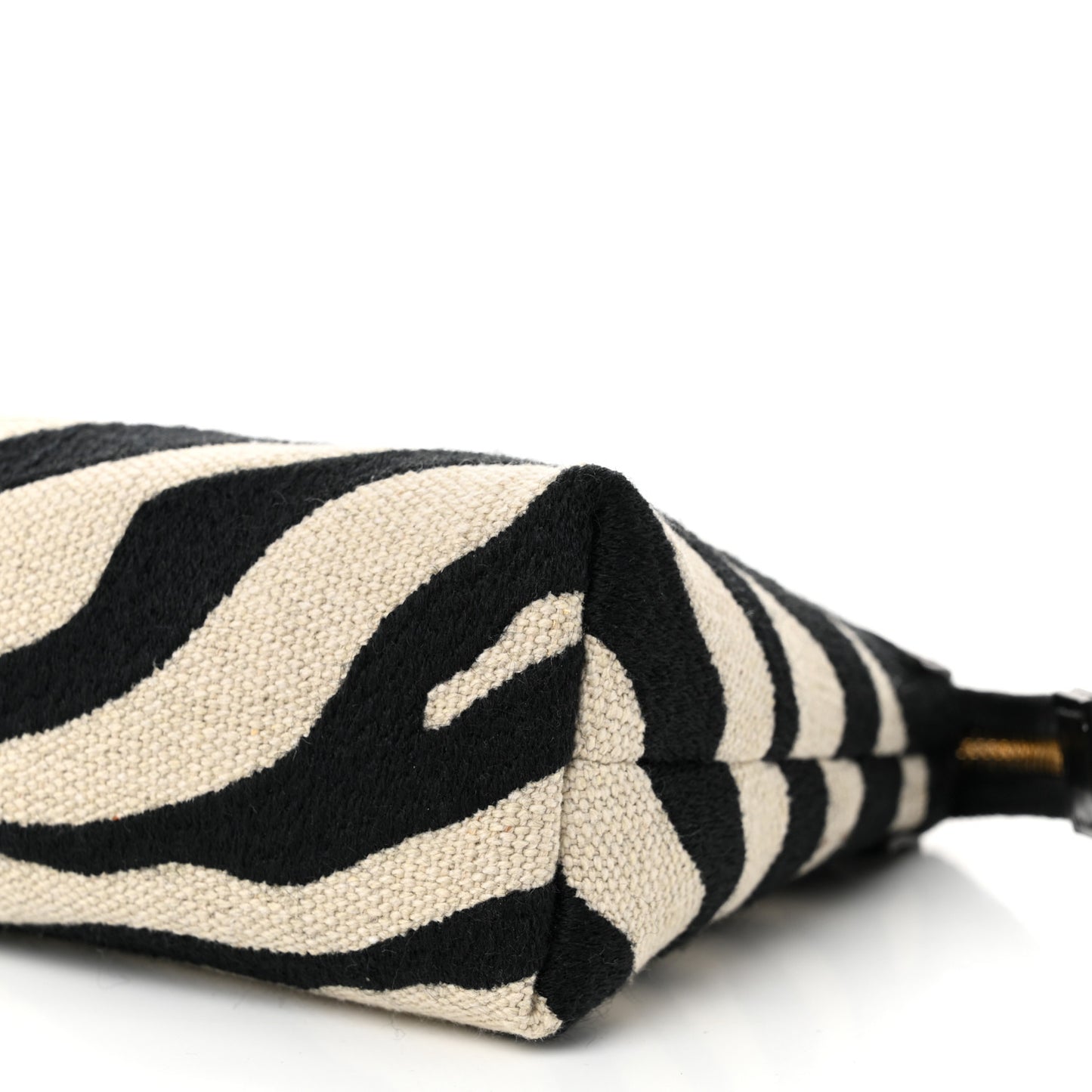 Canvas Calfskin Triomphe Zebra Medium Pouch Tan Natural Black