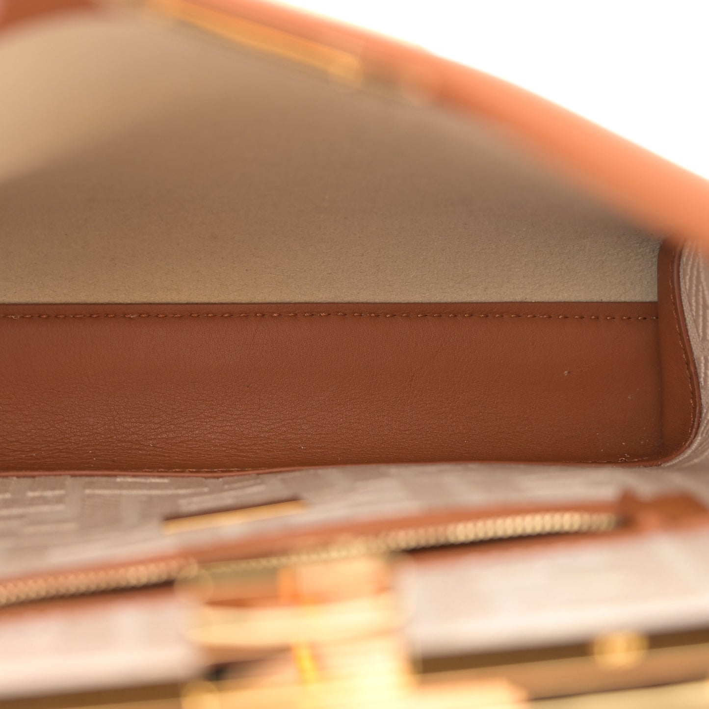 Vitello Seta Canvas FF Embroidered Mini Peekaboo Iconic Satchel Brandy Grezzo