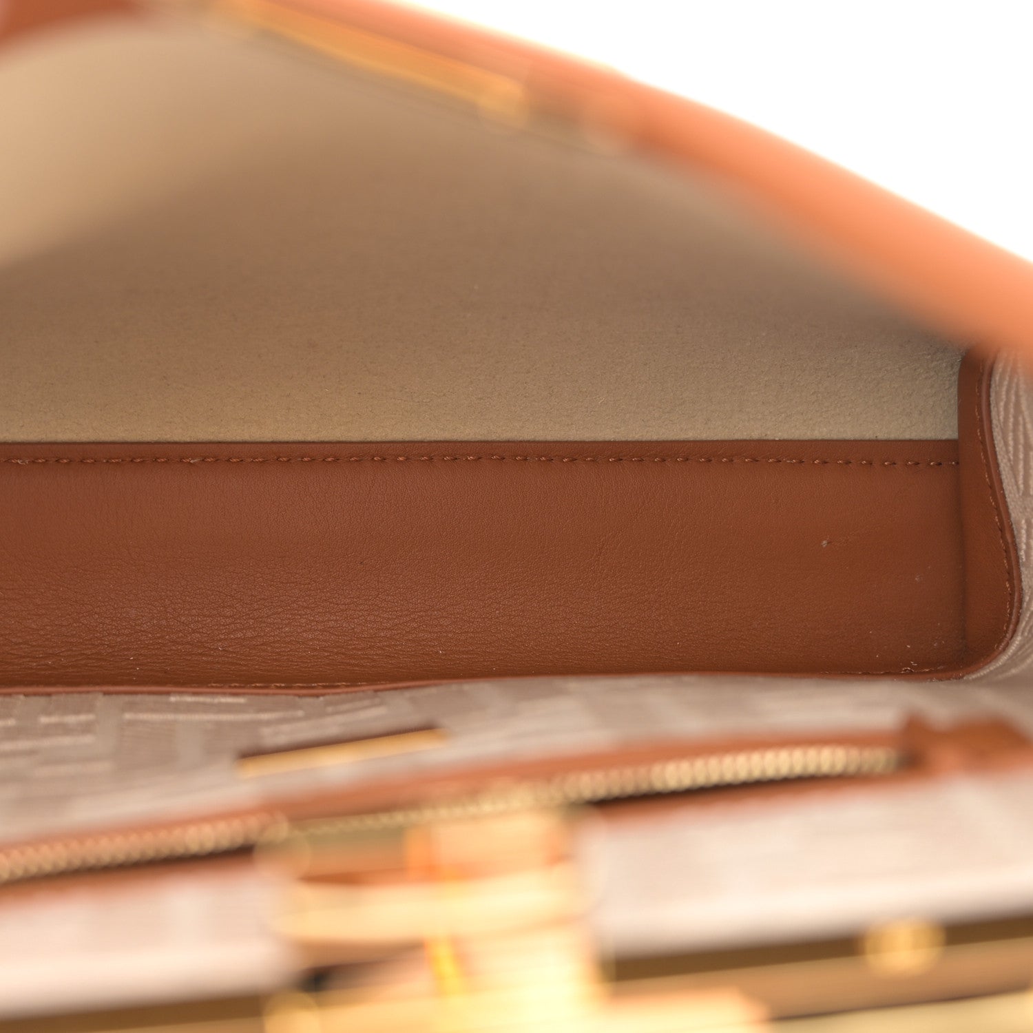 Fendi Vitello Seta Canvas FF Embroidered Mini Peekaboo Iconic Satchel Brandy Grezzo 6 of 13