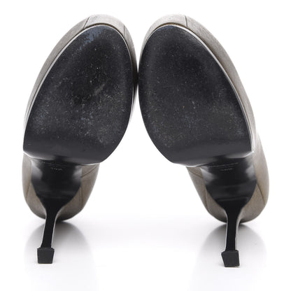 Saint Laurent Metallic Calfskin Tribtoo 105 Platform Pumps 40.5 Black 5 of 9