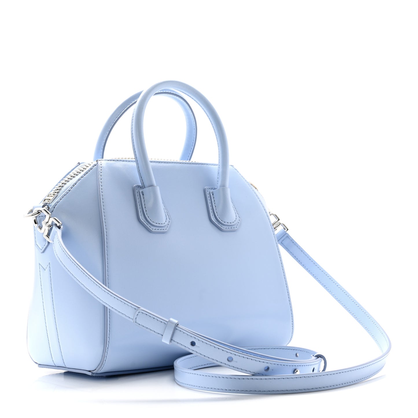 Shiny Lord Calfskin Mini Antigona Baby Blue