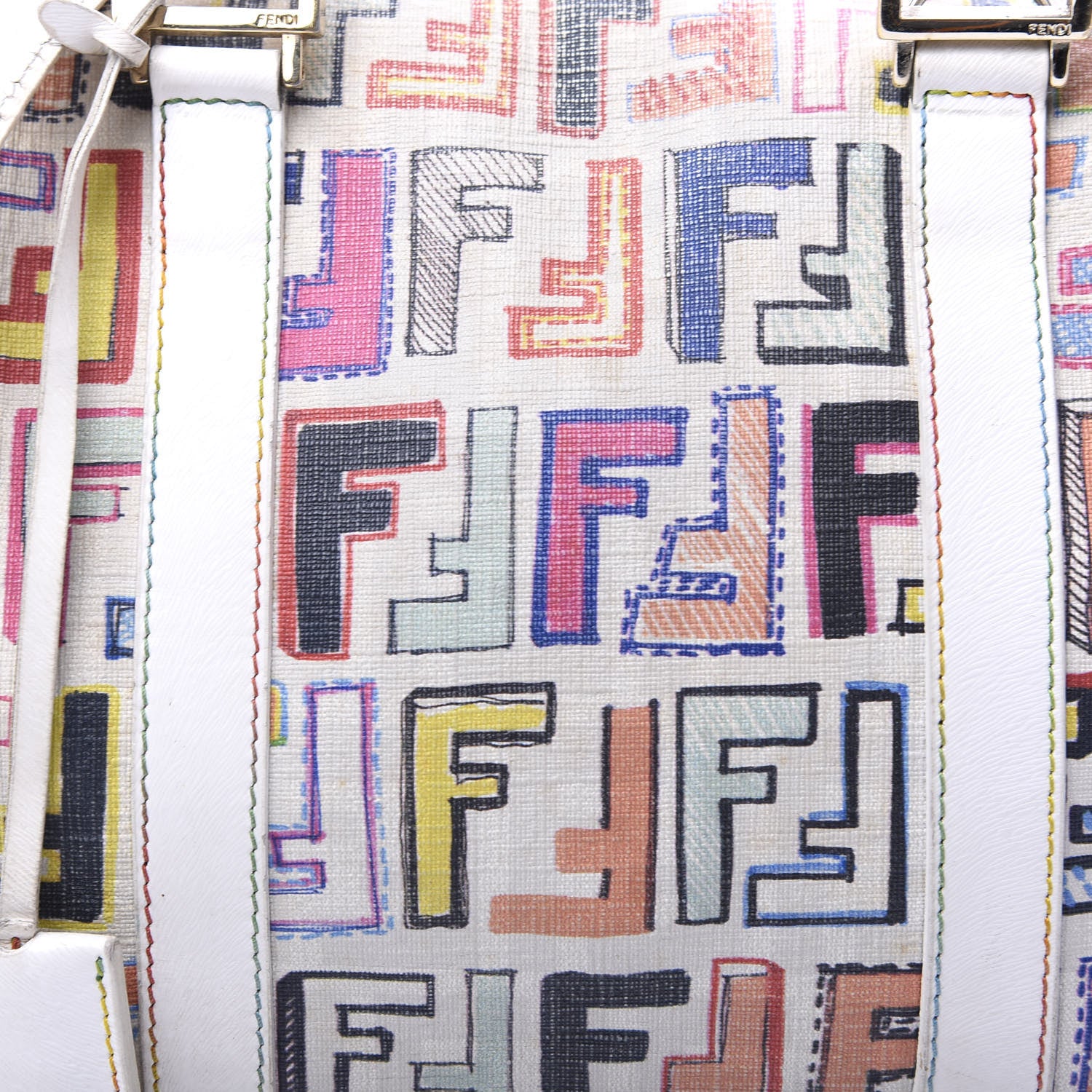 Fendi Zucca Spalmati Vitello FF Multicolor Forever Boston Multicolor White 10 of 10
