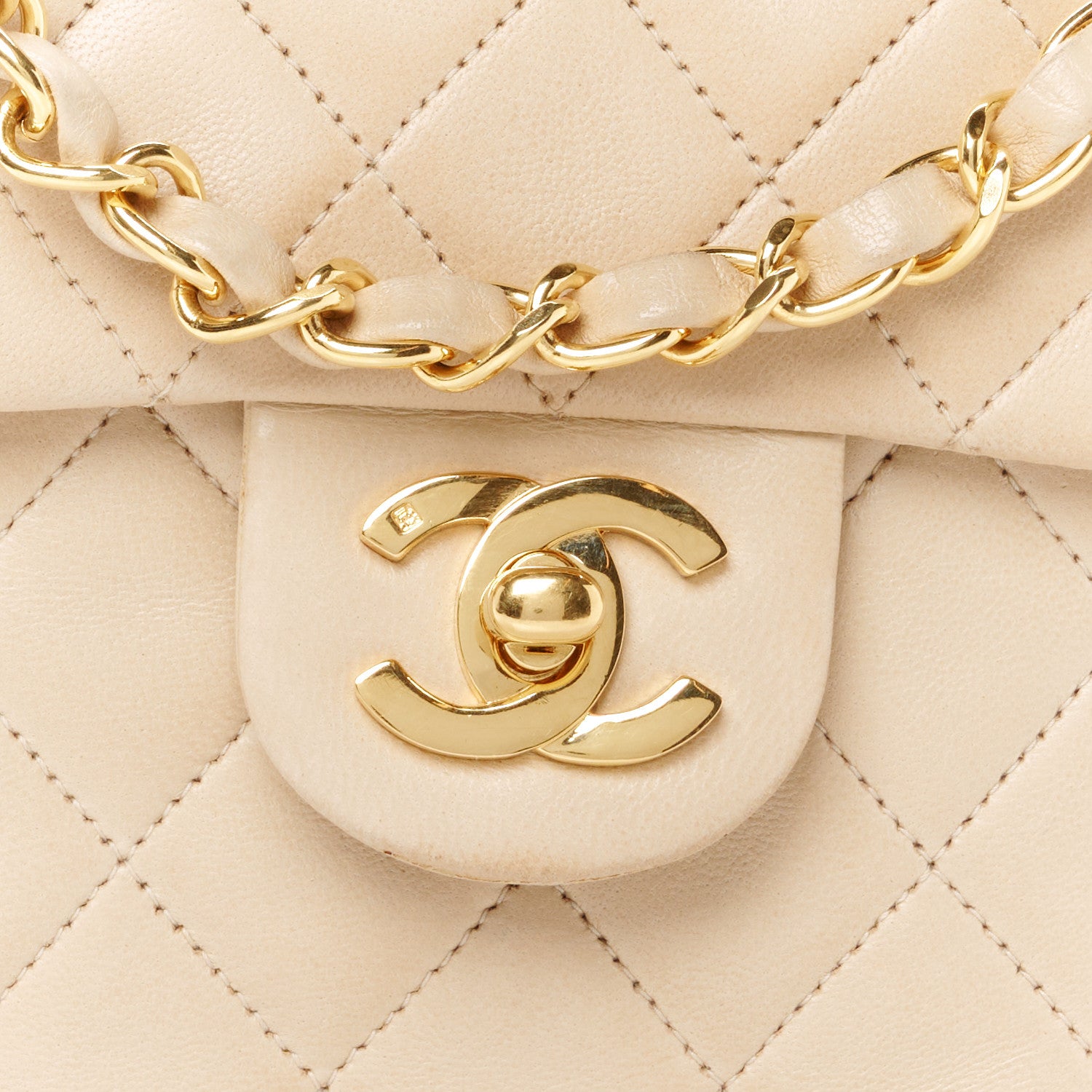 Chanel Lambskin Quilted Mini Square Flap Beige 10 of 12