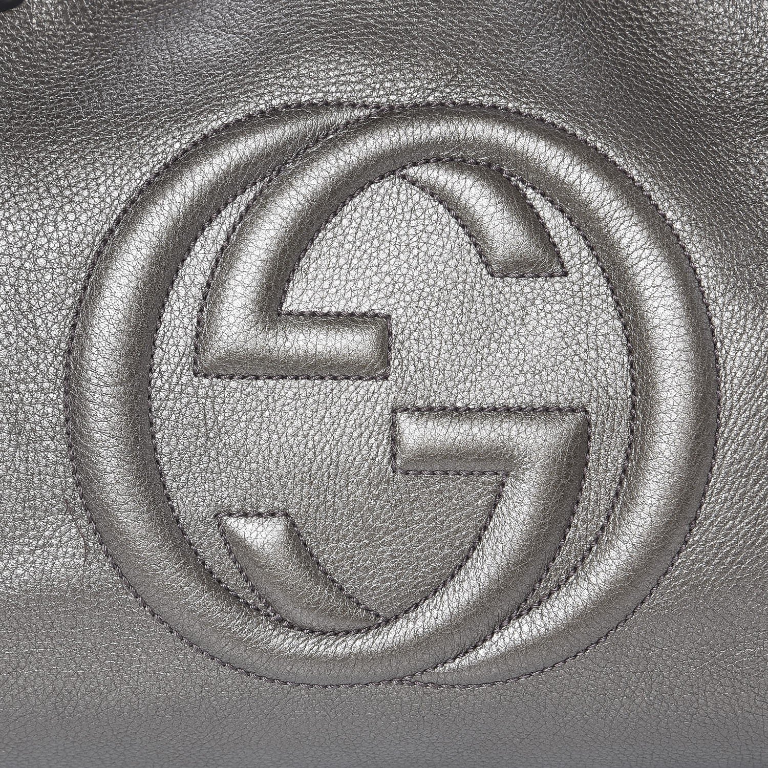 Gucci Metallic Pebbled Calfskin Medium Soho Chain Shoulder Bag Sasso 8 of 8